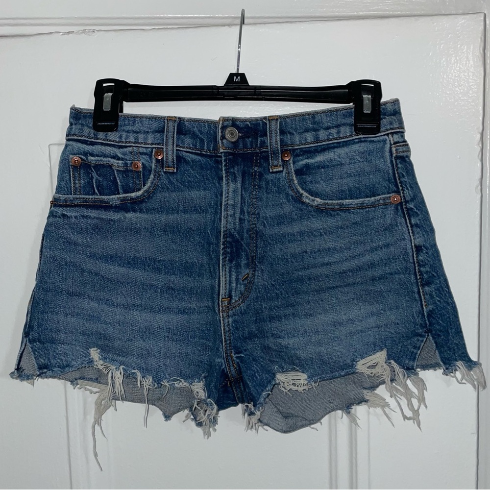 Abercrombie & Fitch Medium Wash High-Rise Denim Mom Short